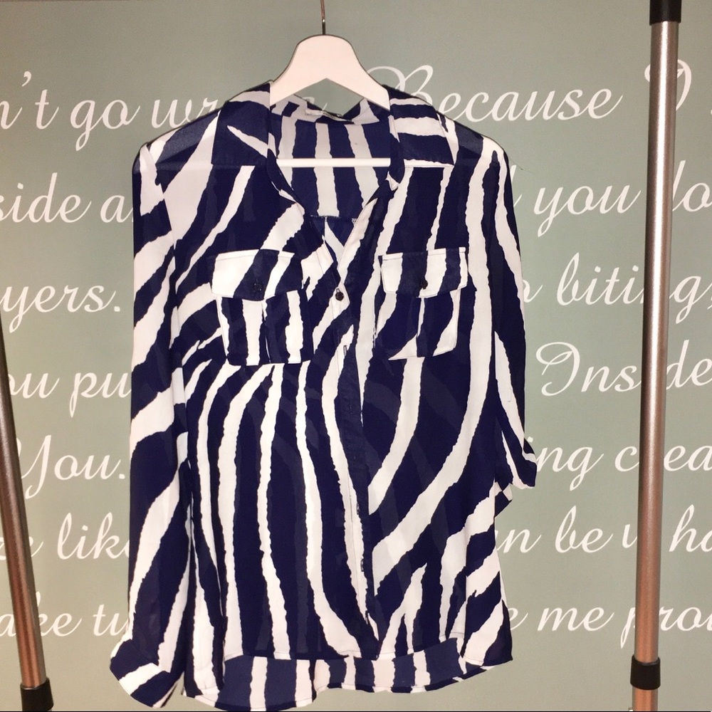 PAPAYA NAVY/WHITE PRINT SHIRT
